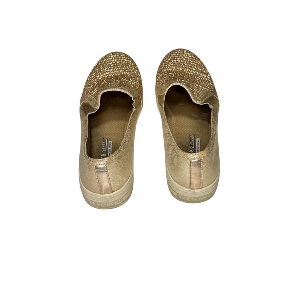 Skechers Street Golden Sparkly Slip-On Platform Sneakers Size 7 - Picture 5 of 7